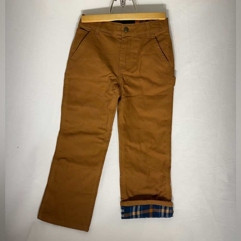 Carhartt Boys Bootcut Work Pant Utility Brown Canvas Fleece Lined